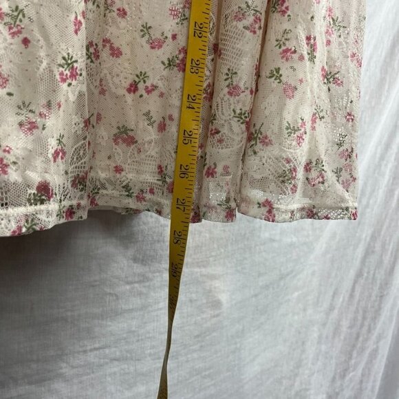 Strapless Floral Lace Midi Dress Womens S/M Smocked Bodice Cottagecore Fairy - Picture 10 of 13